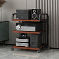Movable AV Media Stand, 3 Tier Walnut Audio Rack, Modern Entertainment Center Shelving, Stereo Cabinet for Media Storage, Stylish 3/4/5 Tier Tower Organizer