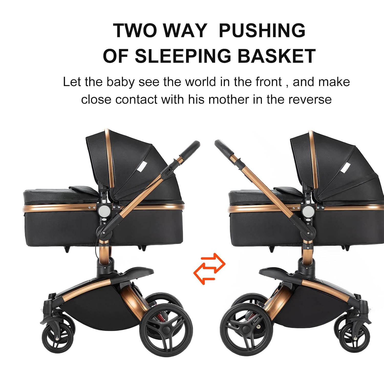 Convertible Baby Stroller with Bassinet, 360° Rotation, Triple Shock Absorption, Foldable, Safe & Comfortable, Aesthetic Pushchair for Newborn Infant Toddler Aged 0-36 Months (Black)