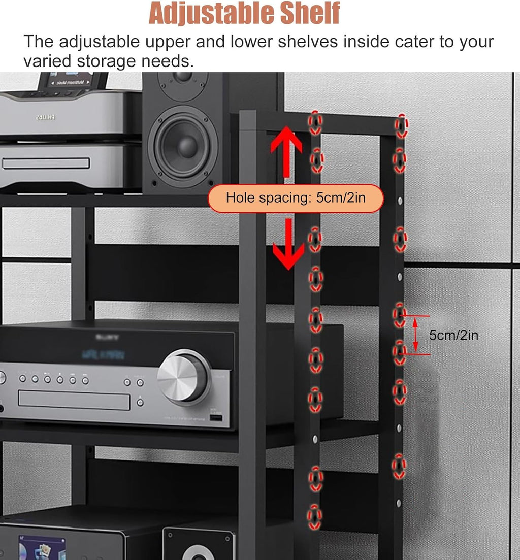 Metal Audio Component Rack Tower Media Stereo Stand Equipment Shelf for Home Office Bedroom, Freestanding Heavy Duty Audio Component Stand Shelving,Style2,3 tier79cm