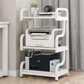 Modern 3-Tier Record Player Stand & Audio Equipment Rack - Wooden Media Cabinet for Bedroom, Restaurant, Conference Room - Stylish Stereo Storage Shelf (White-C)