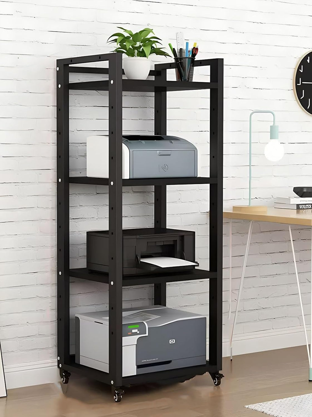 Modern Black HiFi Stand with Wheels 4 Tier Audio Equipment Rack for Heavy Duty DVD Storage and Media Shelf Stylish HiFi Cabinets for Home Audio System