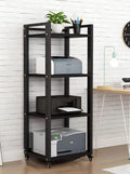 HiFi Stand with Wheels - 4/5/6/7 Tier Heavy Duty Audio Equipment Rack Cabinet, Modern Rolling Media Storage Shelf for DVD, Speakers & HiFi Systems, Home Tower(Black,4-Tier)