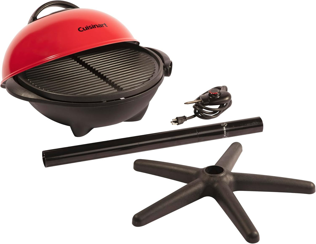 Cuisinart Indoor/Outdoor Electric Grill, 2-in-1 Portable BBQ with Nonstick Cooking Surface, Electric Grill Outdoor with Adjustable Heat, Stand/Tabletop Options for Cookouts, Barbecues, Small Spaces