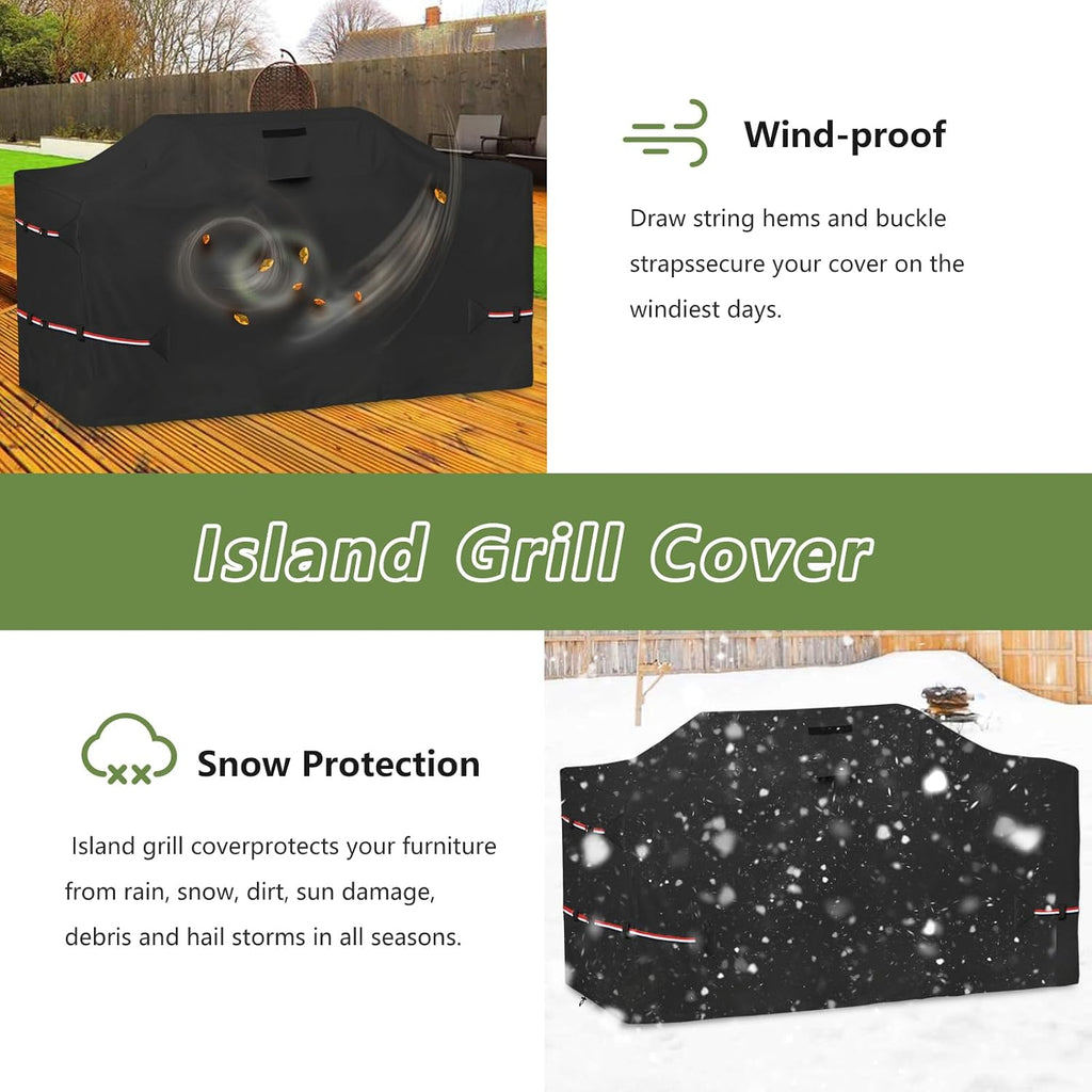 78 Inch Island Grill Cover - 600D Heavy Duty Waterproof All Weather Protection Outdoor Cover,Black