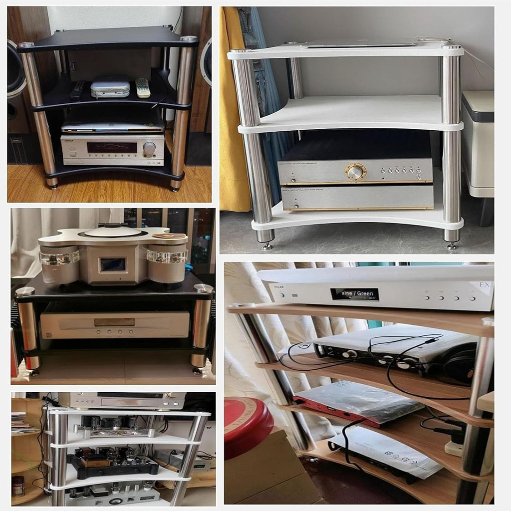 3/4/5/6-Tier Heavy Duty Audio Component Rack, Amplifier Rack Shelf/Audio-Video Shelving - Display Record Player Stereo Receiver, HiFi Audiophile Equipment Cabinet(Black,H-10cm/3.9in)