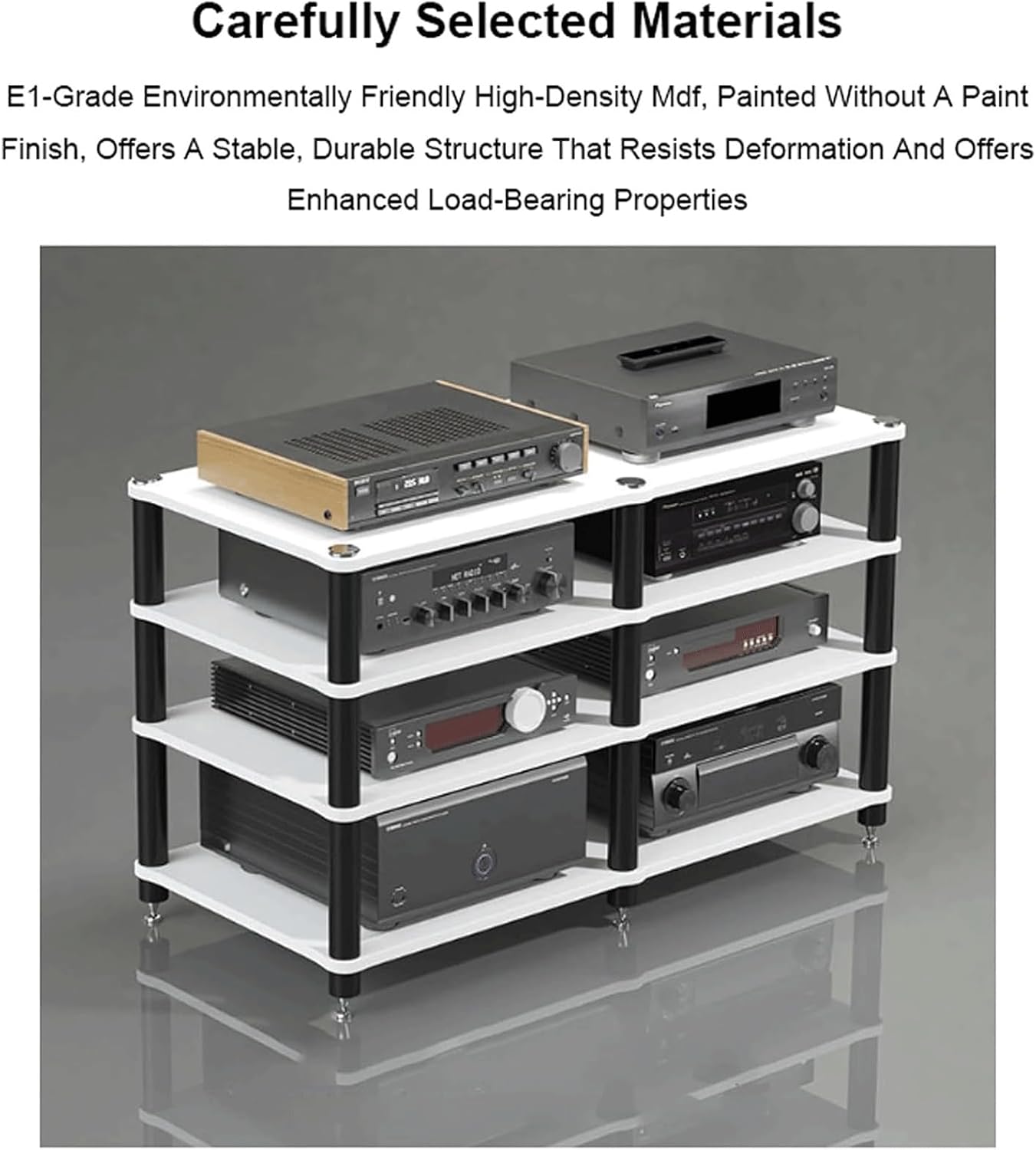 Audio Rack Multi Layer Stereo Rack Audio Equipment Rack Wooden Audio Rack Cabinet AV Cabinet Durable Audio Component Rack Media Rack(Rot,2 Tier)
