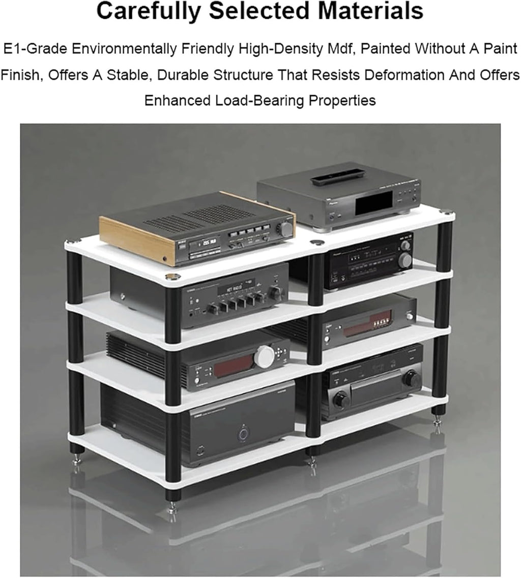 Audio Rack Multi Layer Stereo Rack Audio Equipment Rack Wooden Audio Rack Cabinet AV Cabinet Durable Audio Component Rack Media Rack(Rot,3 Tier)