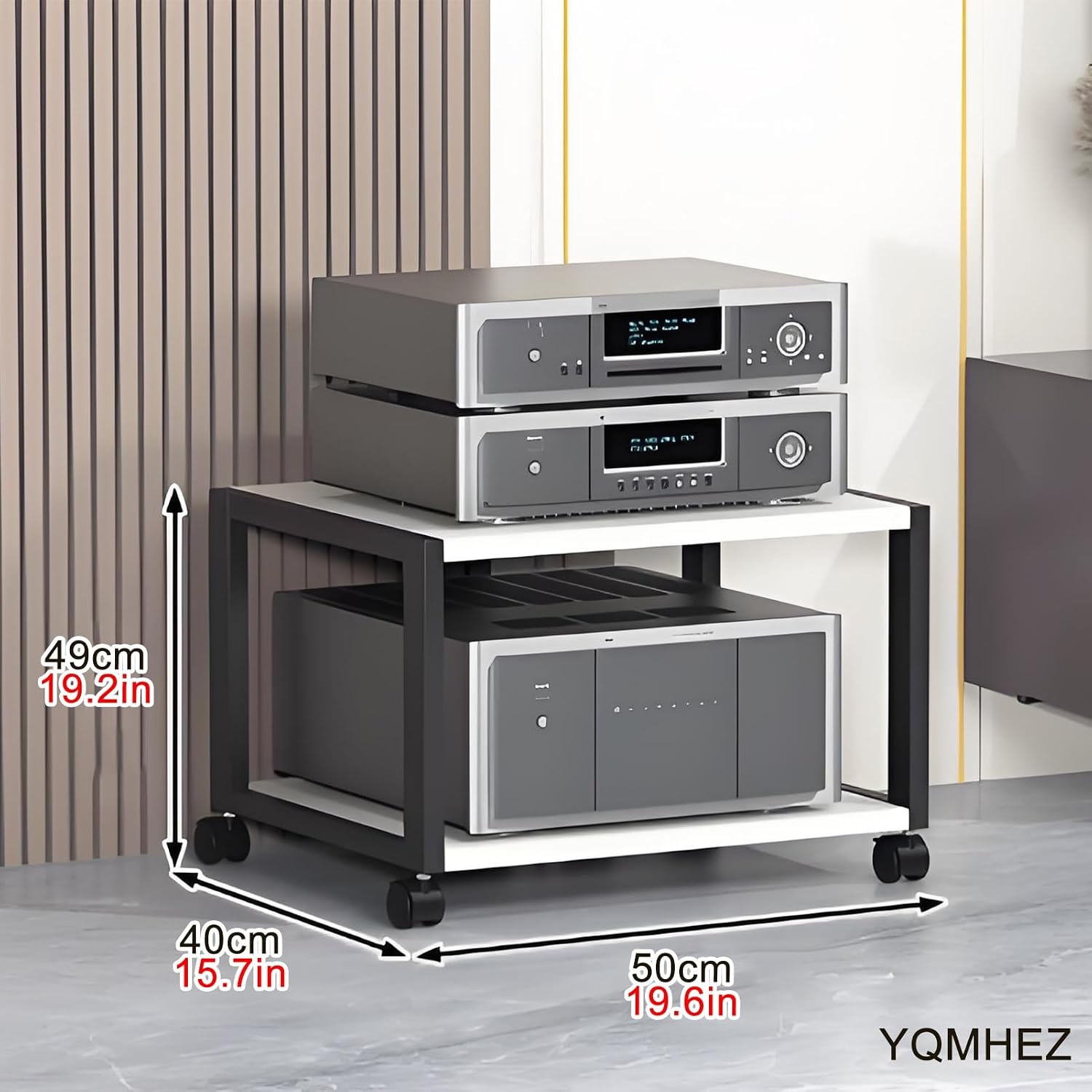 5-Tier AV Media Stand, Multi-Layer Audio Rack Cabinet, Corner Entertainment Center, Stereo Tower for TV & Audio Equipment, Modern White Finish (19.6' x 15.4' x 19.2')