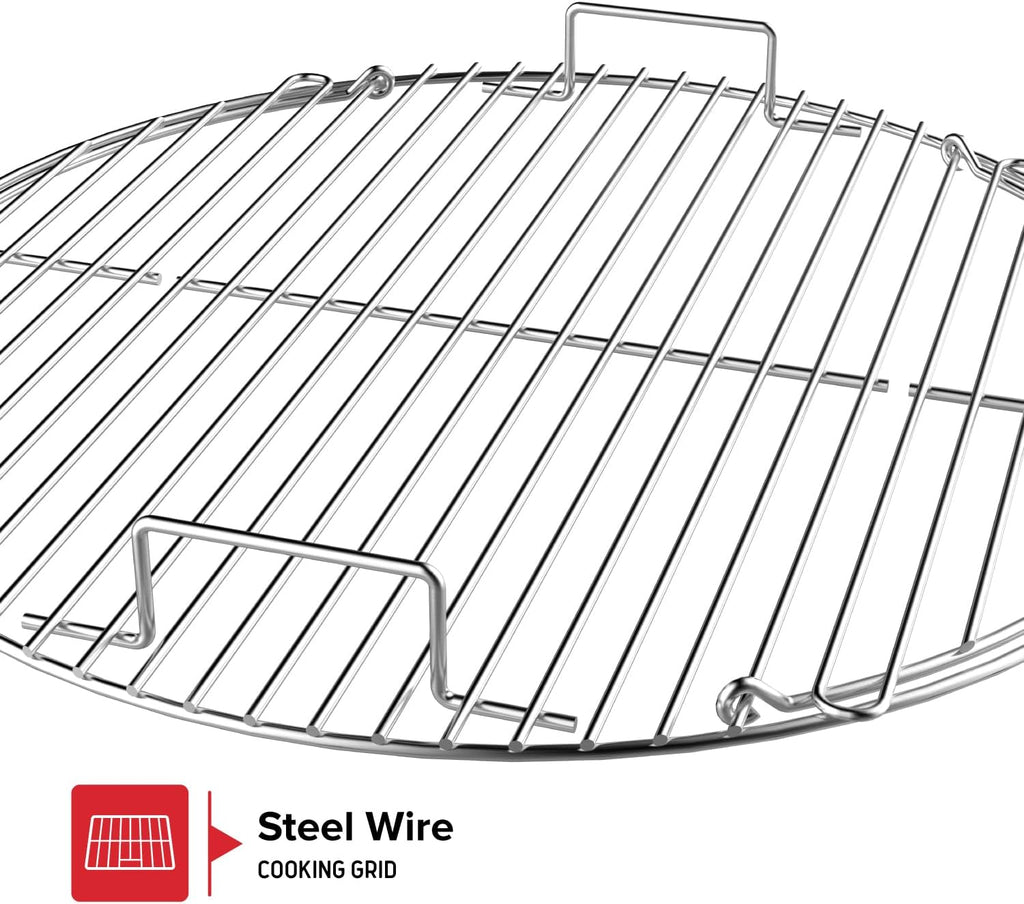Nexgrill Premium 22.5' Charcoal Barbecue Grill with Adjustable Air Vent, Built-In Temperature Gauge, 362 SQ In Grate, Storage Rack, Portable Kettle Grill for Camping, Picnics, and More - 810-0178