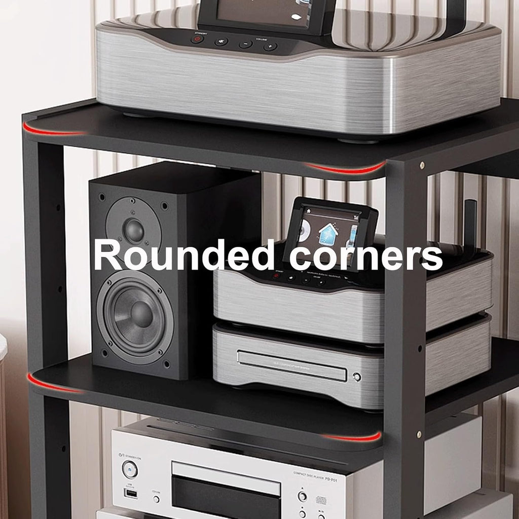 Shelf Organizer Rack, Audio Rack Tower, Media Stand, Rack Audio Tower Heavy Duty for Audio Equipments 50 * 45 * 69.5Cm 3 Colors,Black+Black50*45 * 69.5Cm