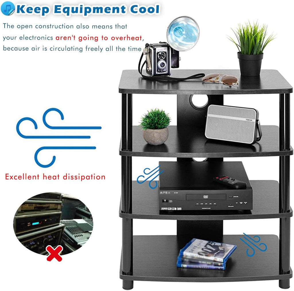 Av Media Stand Corner, 23 31 Inch Height Stereo Components Rack/Cabinet, Industrial Audiovideo Unit for Home, Electronics Equipment Shelf Entertainment Center,3tier