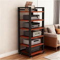 6 Tier Audio Rack Tower, Heavy-Duty AV Media Stand, Adjustable Shelves, Media Storage Cabinet for Amplifier, Record Players, Audio-Visual Equipment(Teak)