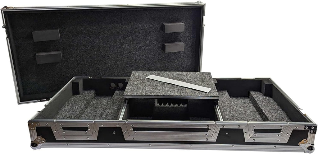 Harmony Audio Cases HCCRSS12DJMA9WLT DJ Flight Case Compatible with Pioneer DJ PLX-CRSS12 & DJM-A9 4 CH with Laptop Shelf, Wheels and Adjustable Foam Velcro Inserts - Black