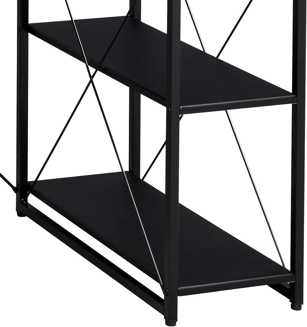 AMNOOL Office Desk with Open Shelves - Stylish Wood Recording Studio Workstation with Drawer and Compartments for Audio Equipment, Cables, and Accessories (Black)