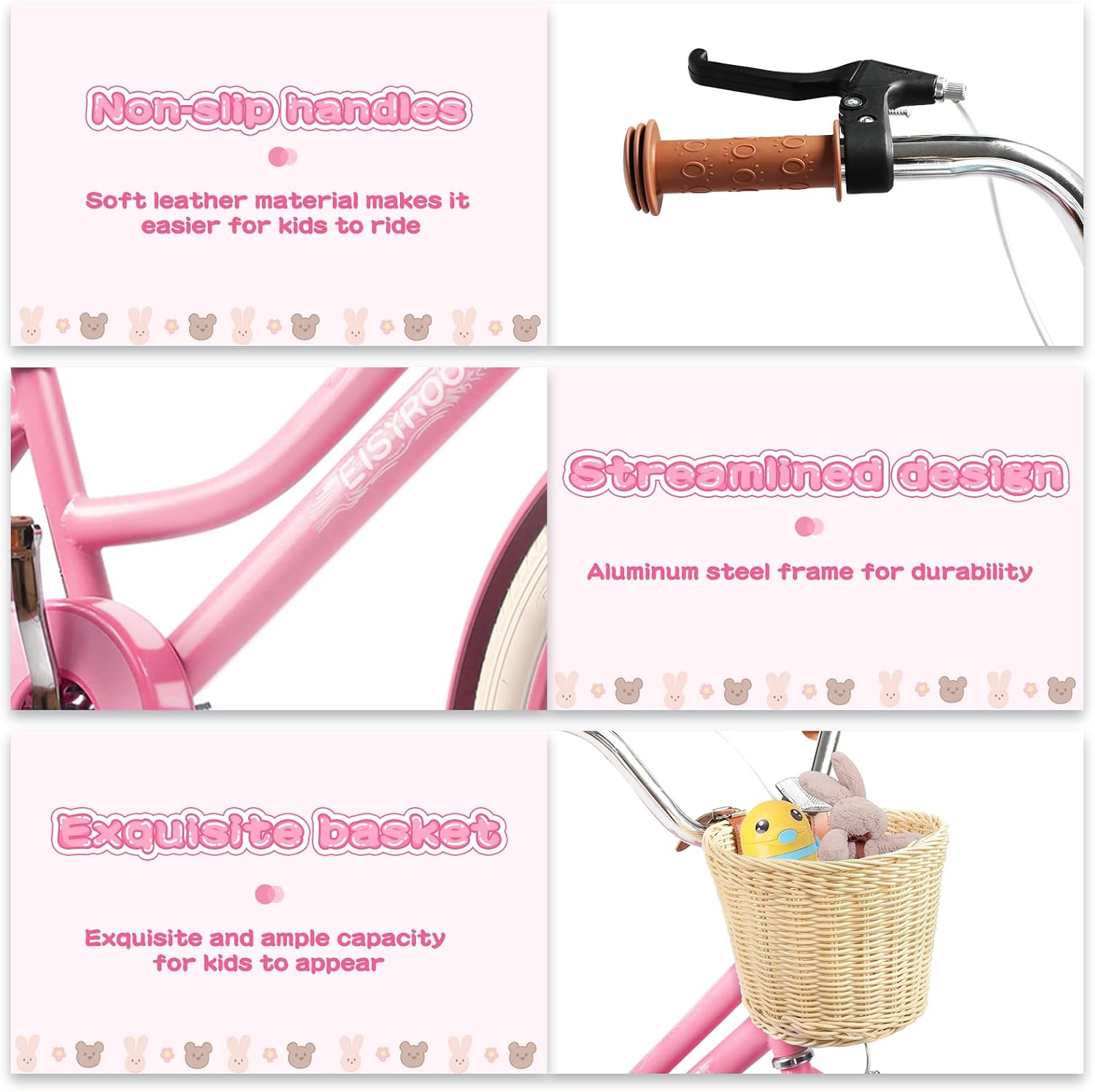 20 Inch Girls Bike, Single Speed Kids' Bicycles with Basket and Kickstand, Kids Beach Cruiser Bike for Girls, Adjustable Seat, Multiple Colors