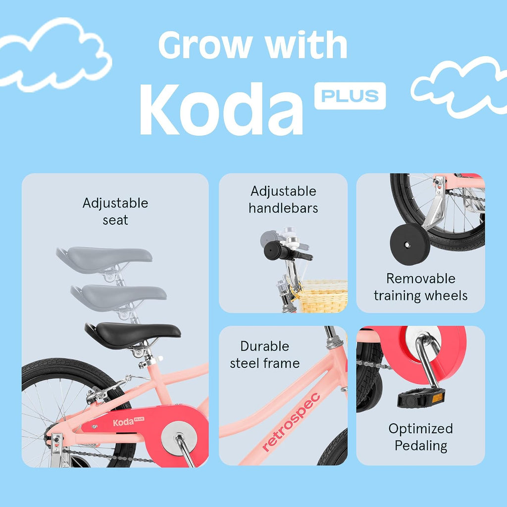 Retrospec Koda Plus Kids Bike for Boys & Girls Ages 4-6 Years - Children's Bicycle, Adjustable Seat & Handlebars