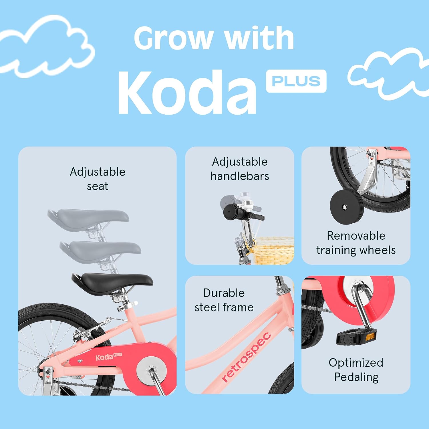 Retrospec Koda Plus Kids Bike for Boys & Girls Ages 4-6 Years - Children's Bicycle, Adjustable Seat & Handlebars