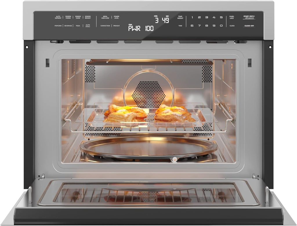KoolMore 24 Inch Built-in Convection Oven and Microwave Combination with Broil, Soft Close Door, 1000 Watt Power, Stainless Steel Finish, Touch Control LCD Display (KM-CWO24-SS)