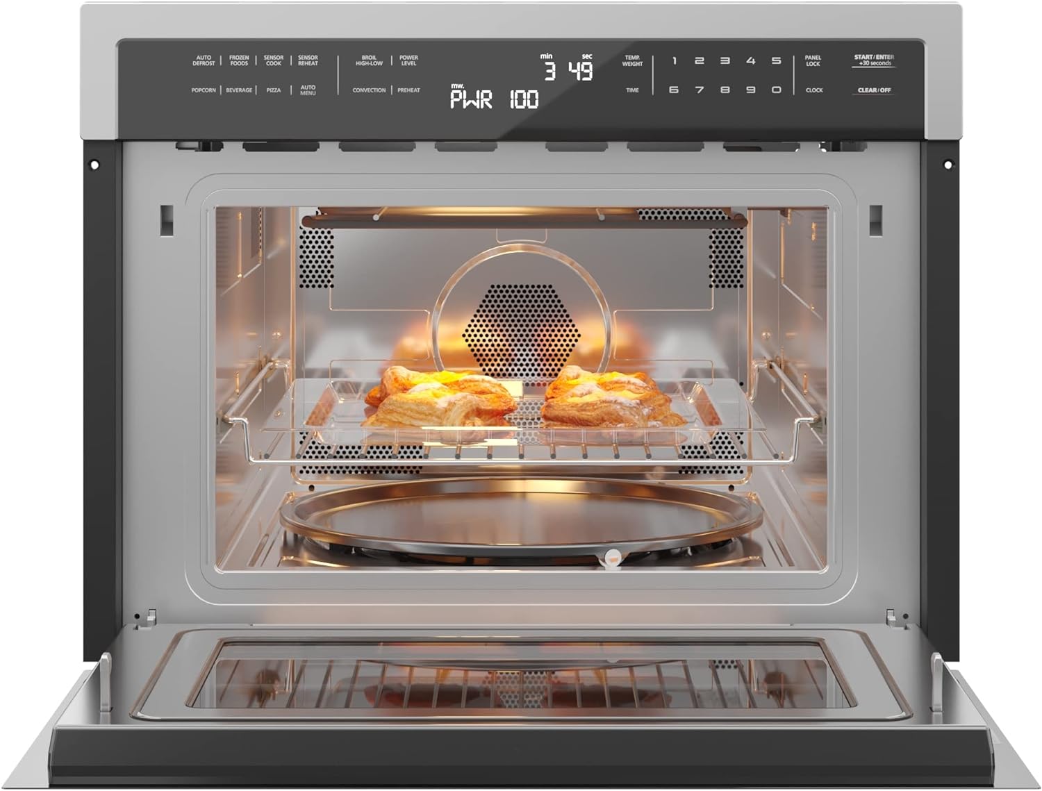 KoolMore 24 Inch Built-in Convection Oven and Microwave Combination with Broil, Soft Close Door, 1000 Watt Power, Stainless Steel Finish, Touch Control LCD Display (KM-CWO24-SS)