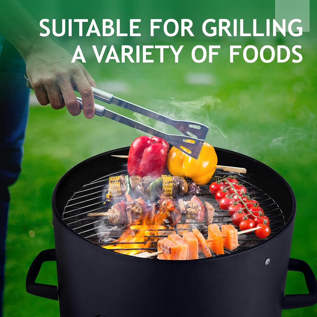 VINGLI 4-Tier 3-in-1 Vertical Charcoal Grill, 18.8 Charcoal Smoker with Built-in Thermometer, Air Vent and Access Doors, Perfect for Outdoor Cookings, Camping, Picnics, BBQs, and Tailgating Parties