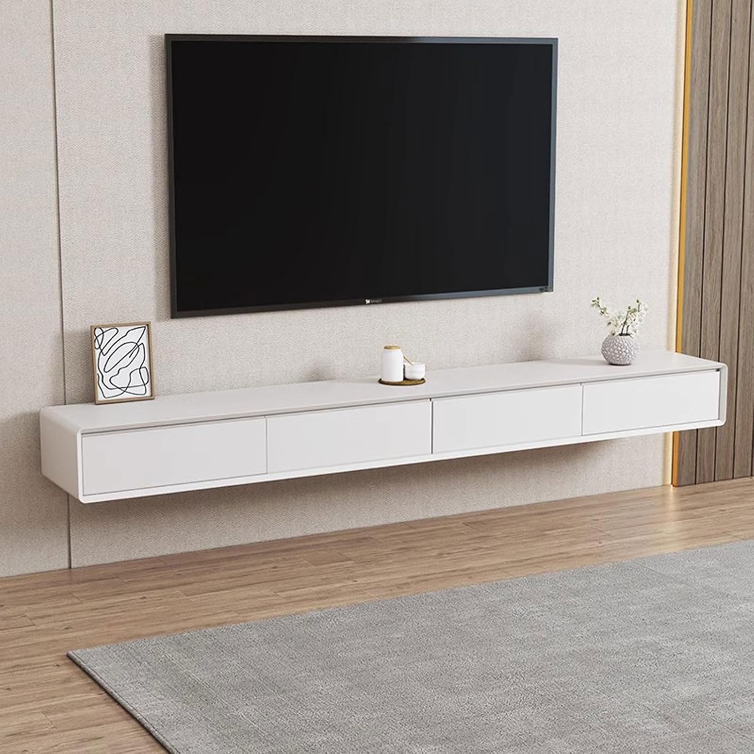 Wall Mounted TV Cabinet Floating Shelf Wall Shelf Home Entertainment Center TV Stands Media Storage Shelf TV Stands Audio-Visual Equipment Shelves with Drawer TV Background Wall Decoration Shelf