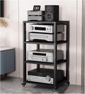 Rolling Audio Component Rack Tower Media Stereo Stand Equipment Shelf, Home Commercial Corner Entertainment Center, Stereo Shelf HiFi Audio Systems, 4 tier-100cm Tall