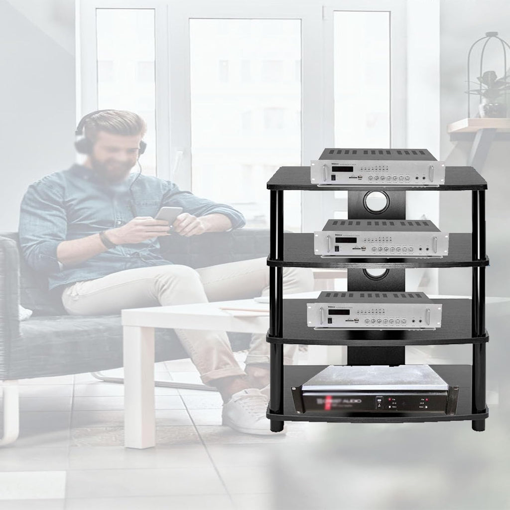 Av Media Stand Corner, 23 31 Inch Height Stereo Components Rack/Cabinet, Industrial Audiovideo Unit for Home, Electronics Equipment Shelf Entertainment Center,4tier