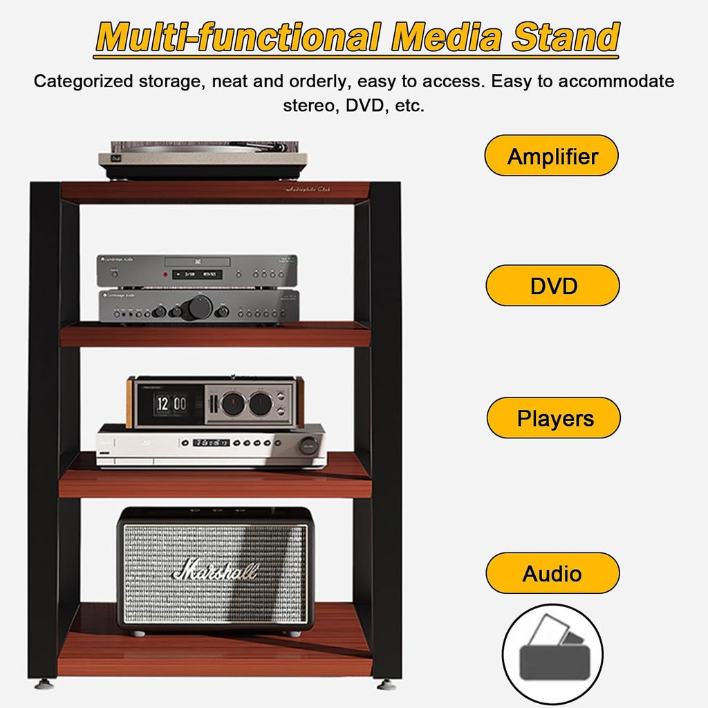Audio Component Rack Tower Media Stereo Stand Equipment Shelves 2 3 4 Tier, Floor-standing Video Game Organizer Cabinet Display Holder, for Recording Room/Classroom/Meeting Room(Style B,2 Tier 35cm/13