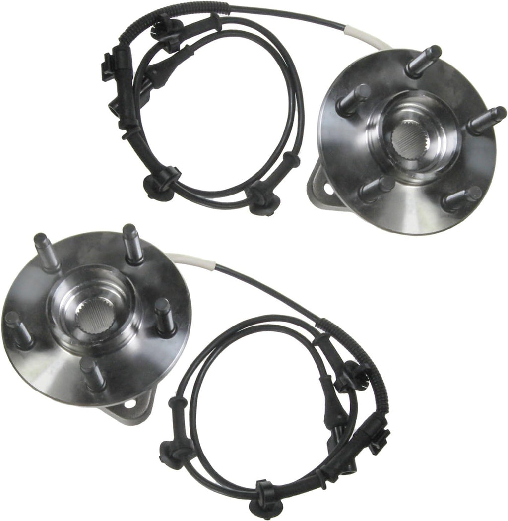 TRQ Front Wheel Bearing and Hub Assembly Set 2 Piece Compatible with 00-01 Ford Ranger 4WD ABS 2002 Ranger 4WD 2001 Mazda B3000 4WD 2002 B3000 2000 B4000 4WD ABS 2001 B4000 SE 2002 B4000