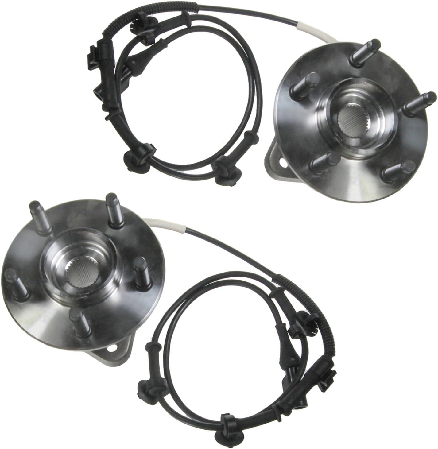 TRQ Front Wheel Bearing and Hub Assembly Set 2 Piece Compatible with 00-01 Ford Ranger 4WD ABS 2002 Ranger 4WD 2001 Mazda B3000 4WD 2002 B3000 2000 B4000 4WD ABS 2001 B4000 SE 2002 B4000