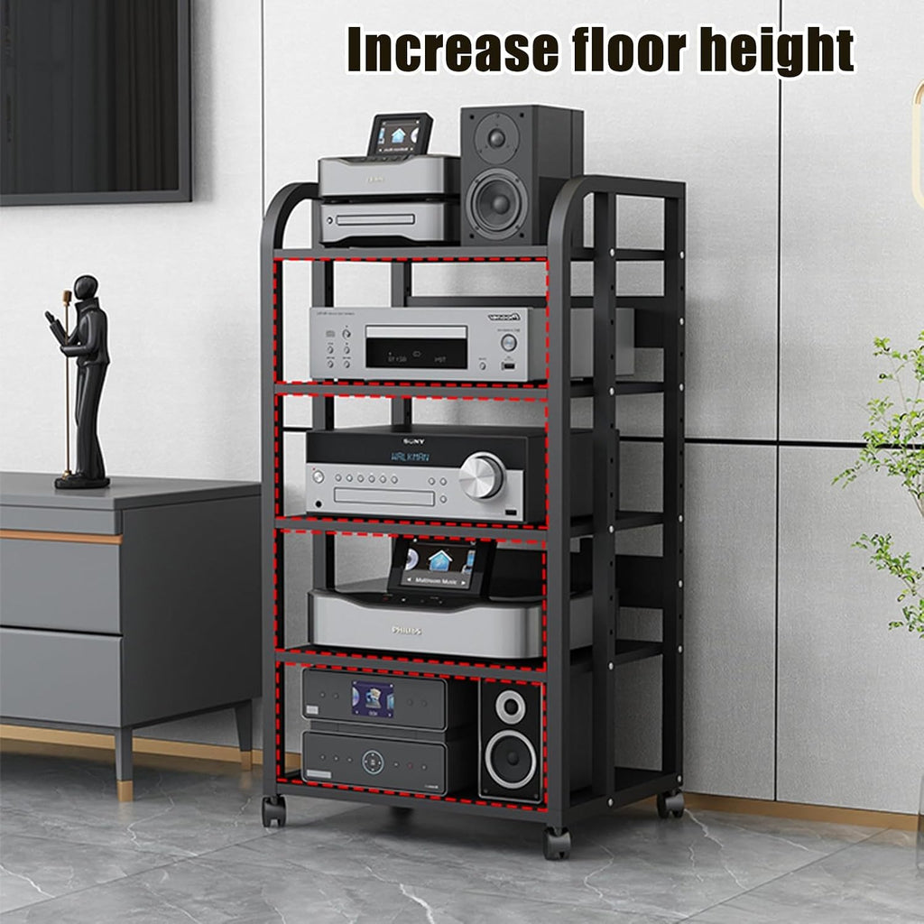 2/3/4 Tier Media Stand, Audio Rack & HiFi Shelf for Living Room & Studio, Versatile Components Cabinet (19.7x15.7x19in), Stylish Storage Solution for Home Theater