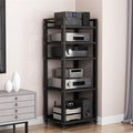Audio Equipment Rolling Cart 5/6/7/8 Tier, Media Storage Shelf for Radio, Audio-Video Shelving AV Media Stand Adjustable Audio Rack Tower Holder for Home Office Theater,Black,5 Tier W 19.6″