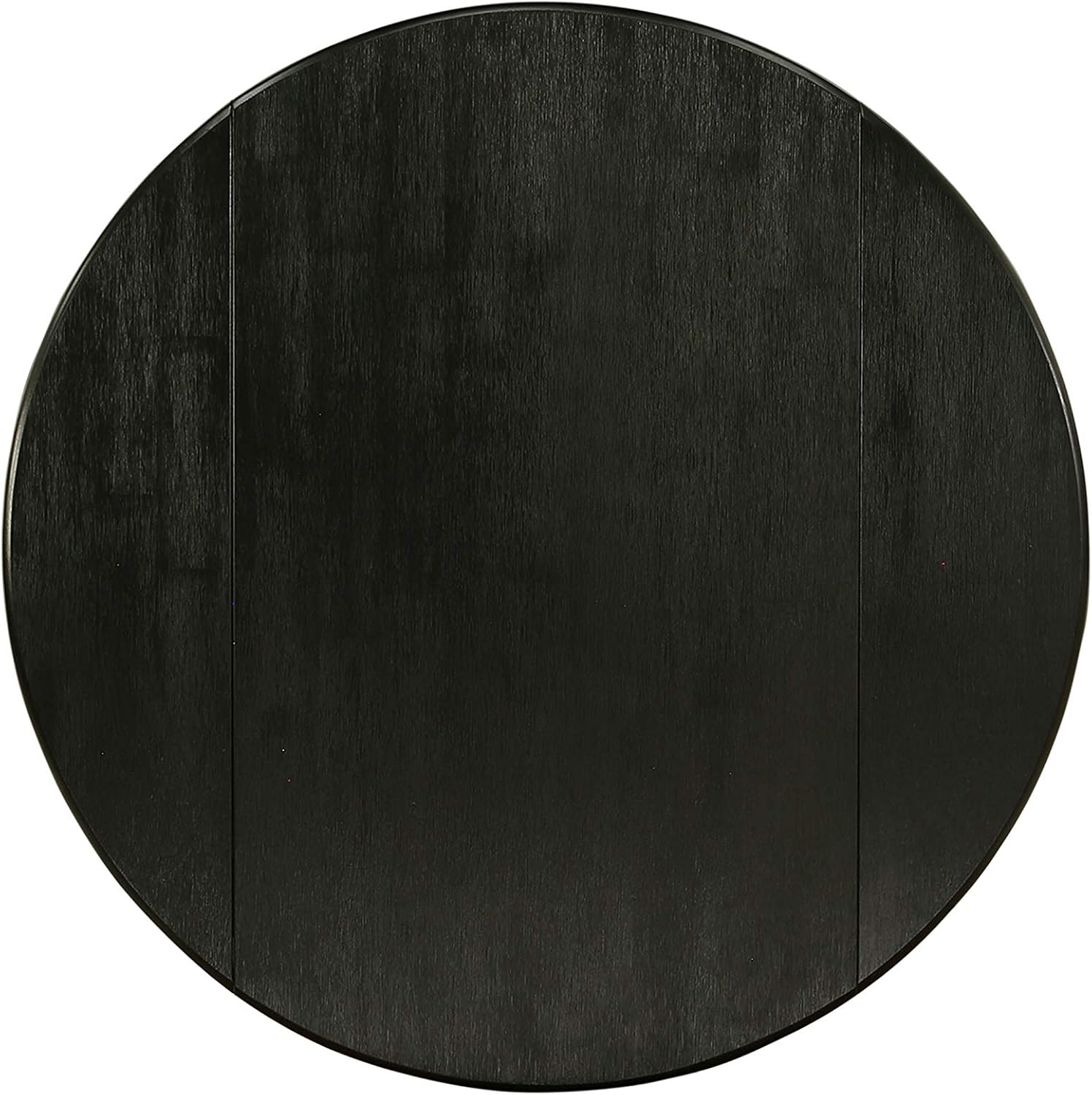 East West Furniture DLSI3-ABK-21 3 Piece Modern Dining Table Set Contains a Round Wooden Table with Dropleaf and 2 Blue Linen Fabric Upholstered Parson Chairs, 42x42 Inch, Wirebrushed Black