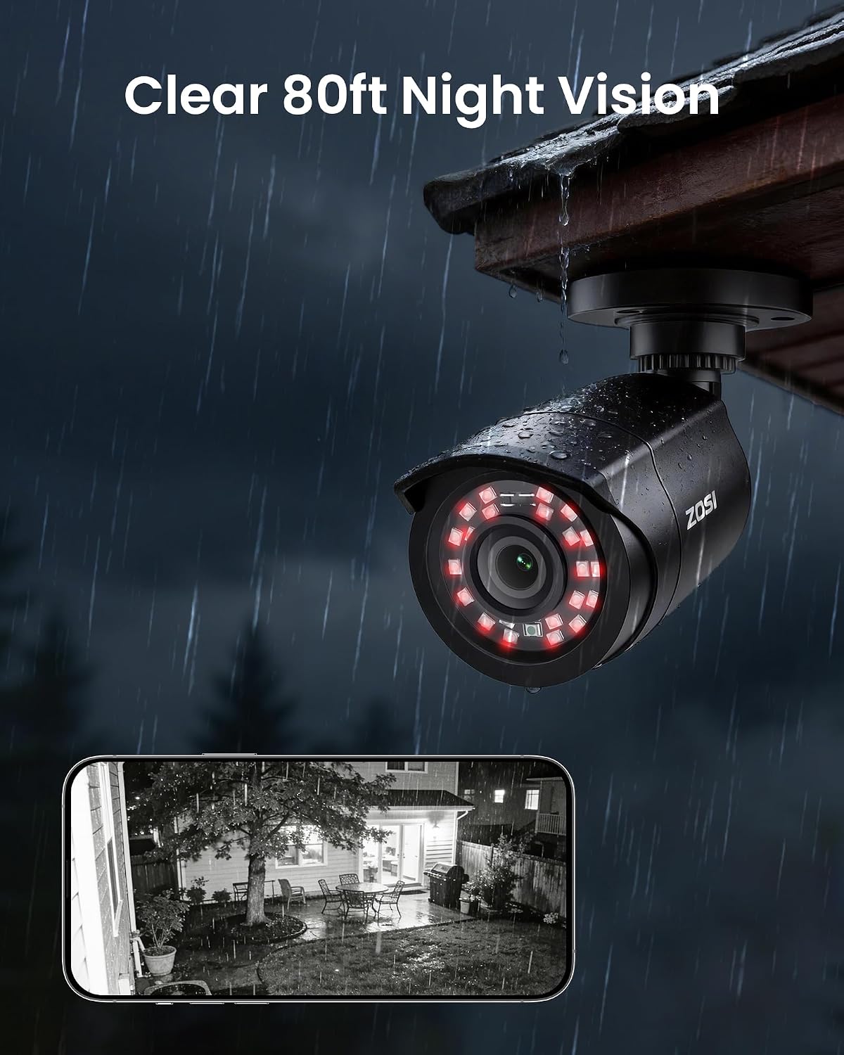 ZOSI 3K Lite Security Camera System Indoor Outdoor,AI Human/Vehicle Detection,Night Vision,Remote Access,4pcs 1080P 1920TVL Weatherproof Surveillance Cameras,H.265+ 8CH CCTV DVR(NO HDD)