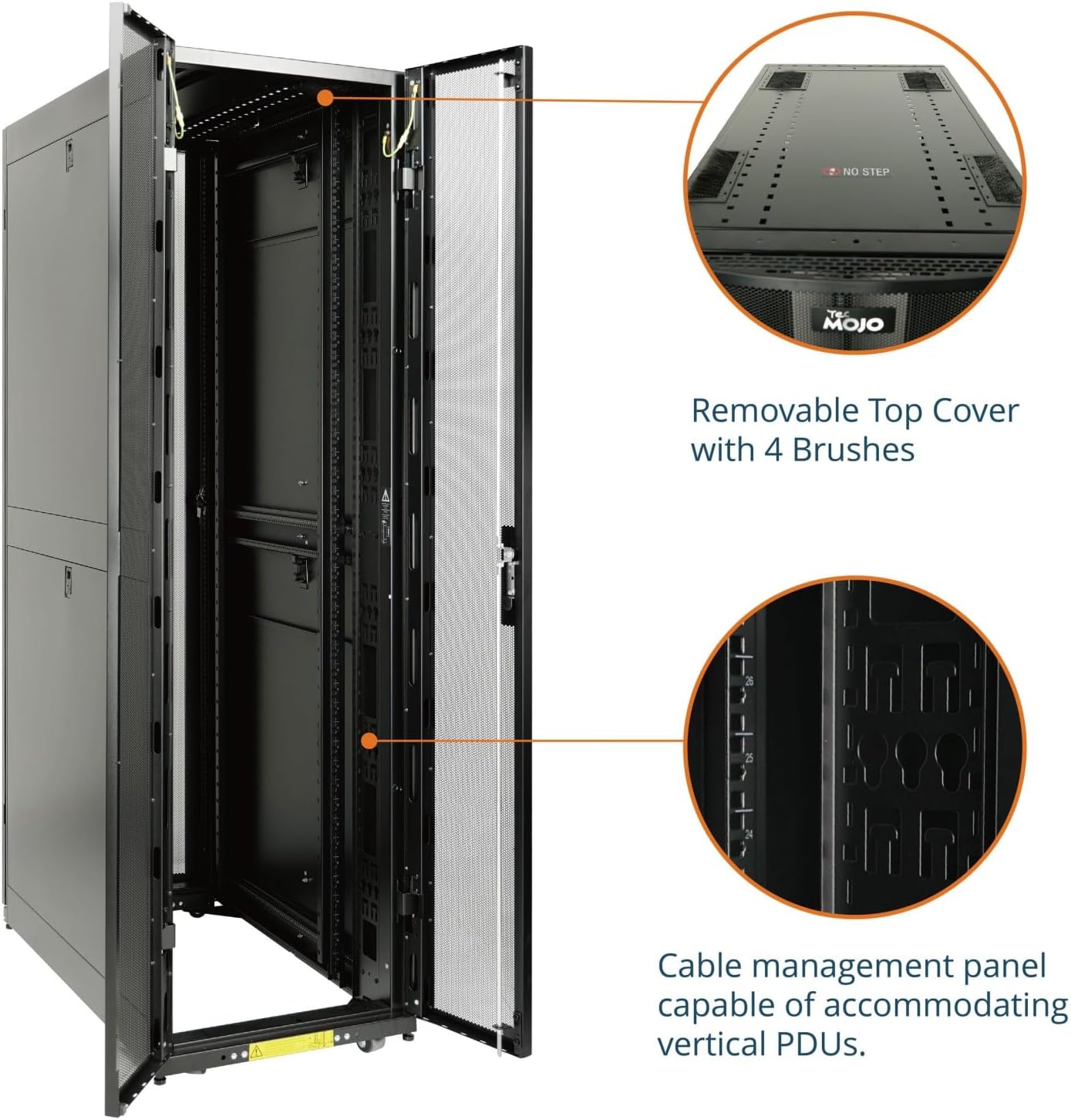 Tecmojo 45U Server Rack Cabinet - PRE-Assembled 24inch Width 43inch Depth IT Network Equipment Cabinet Rack Enclosure with Casters - 3000lbs Weight Capacity(06Black)