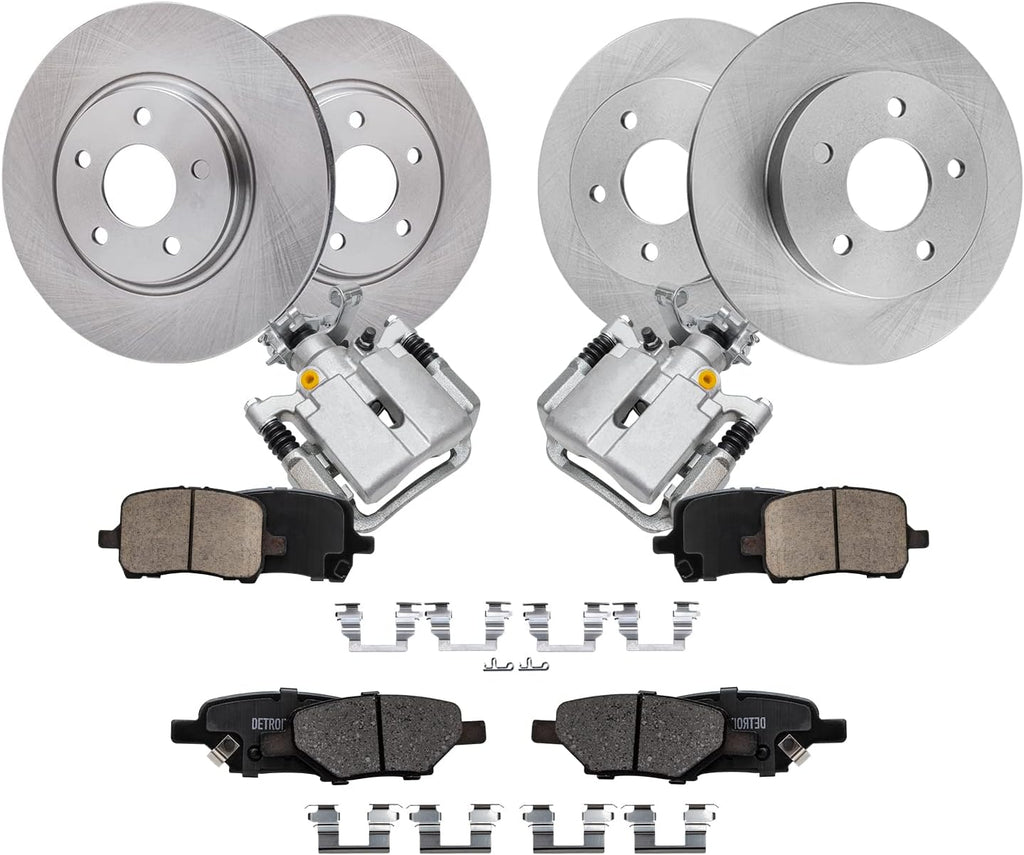 Detroit Axle - Brake Kit for 04-12 Chevrole Malibu, 06-10 Pontiac G6, 07-09 Saturn Aura, Disc Brake Rotors Ceramic Brakes Pads Rear Brake Calipers Replacement: 11.65' inch Front & 10.63' inch Rear