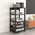 Audio Rack Av Tower Media Stand 5 6 7 Tier Electronics Equipment Shelf, Black Movable Record Player DVD Holder, Entertainment Video Game Console Cabinet Shelf(110cm/43.3in high(4 Tier))