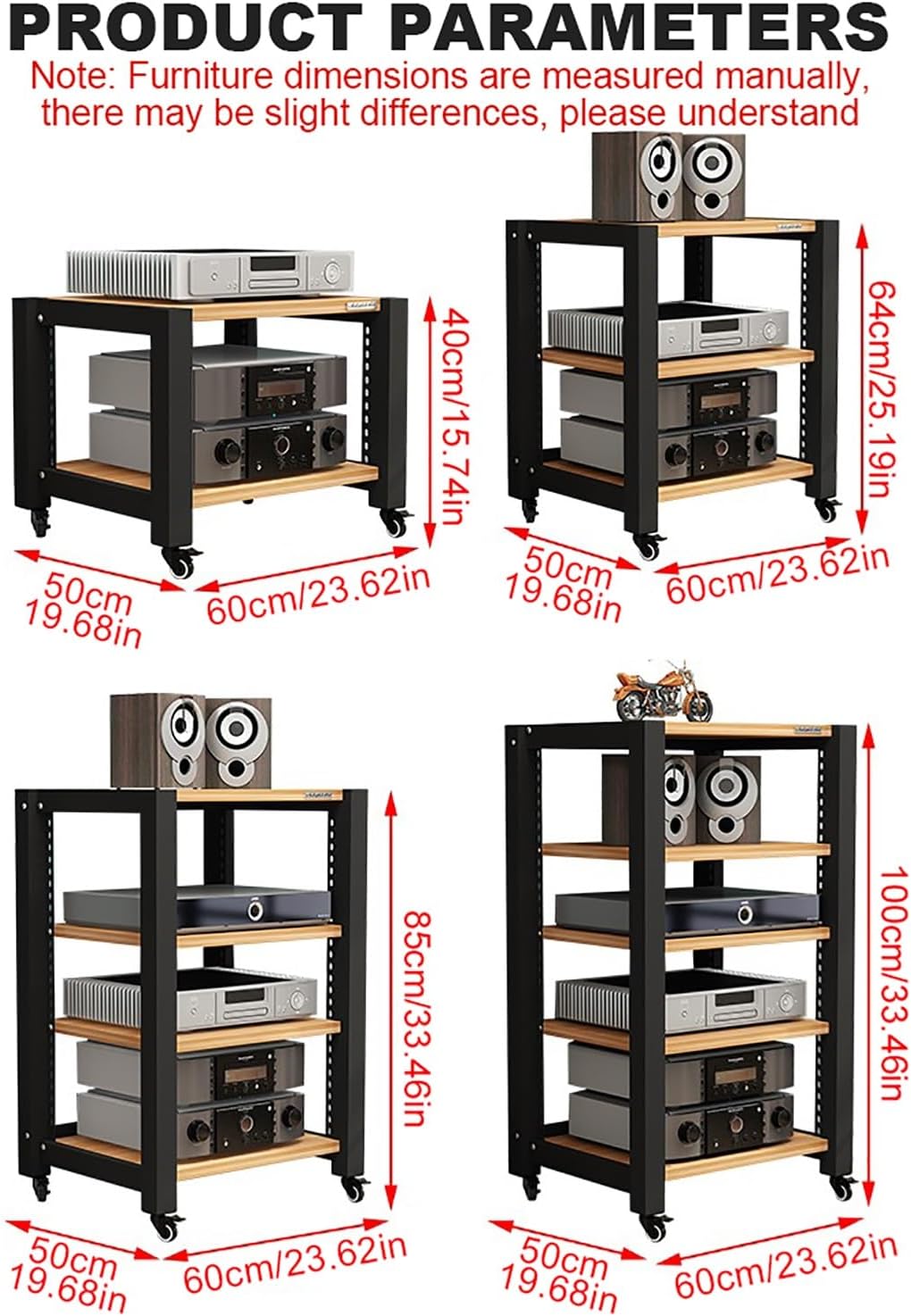 Gaming Shelf for Record Player - Stereo Stand & Audio Rack - CD/DVD Display Cabinet - AV Media Stand - Corner Shelf with Wooden Shelves for PS5, Projector, Game Console - Yellow (60x50x100cm)