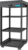 20U Server Rack Cabinet with Drawer & 2 PCS Full Size Rack Shelves - Integrated Top/Bottom Panels, 4 Rolling Wheels for 19' Equipment & Home Lab Studio