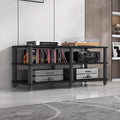 YLLFFLL Living Room Stereo Stand and Storage 120cm Wide, 3/4 Tier Audio/Video Shelving, Entertainment Component Stand Modern Stereo Cabinet, Heavy Duty Studio Equipment Cabinet(Black,3 Tier)