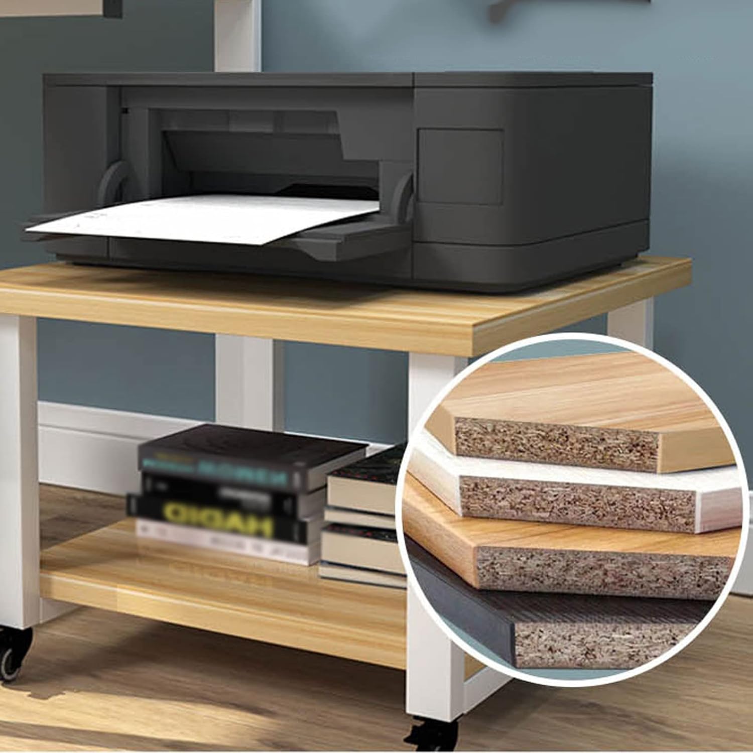 Printer Stand Under Desk Printer Stand For Mini 3D Printer Home Office Mobile Printer Stand Printer Table Work Cart With Wheels Printer Table Size:L40xW40xH50cm)