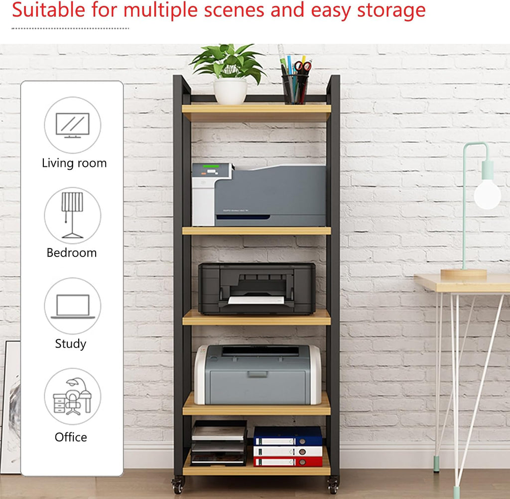 Modern Media Storage Cabinet - Adjustable Audio Rack & Stereo AV Stand with 5/6/7 Shelves for Video Game Console, Home Theater & Office Organization (Wood Finish)