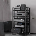 Audio Storage Rack, Audio Rack Stand, Audio Rack Tower, Rack Audio Tower Modern with Universal Wheels for Audio Equipments 50 * 40 * 100cm 3 Colors(Black+Black,5 Layer)