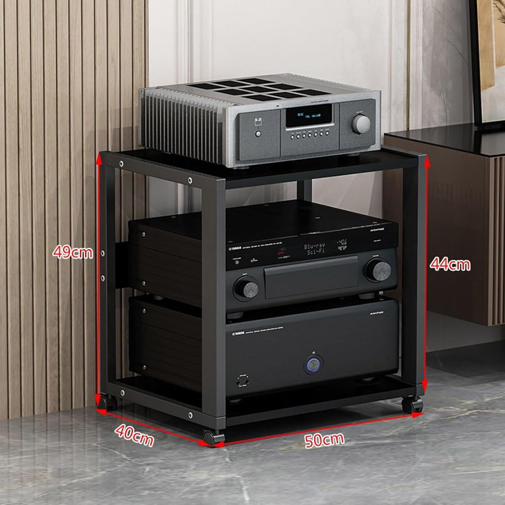 Modern AV Media Stand, Heavy Duty Hifi Audio Component Stand Corner Tv Entertainment Stereo Cabinet Amplifier Rack Shelf Rolling Projector Cart, Office Home Theater Video Rack DVD Record Player Stan