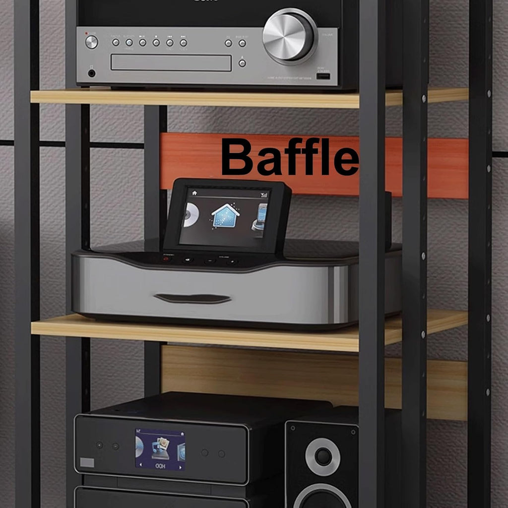 Audio Storage Rack, Audio Rack Stand, Audio Rack Tower, Rack Audio Tower Modern with Universal Wheels for Audio Equipments 50 * 40 * 100cm 3 Colors(Brown+Black,4 Layer)