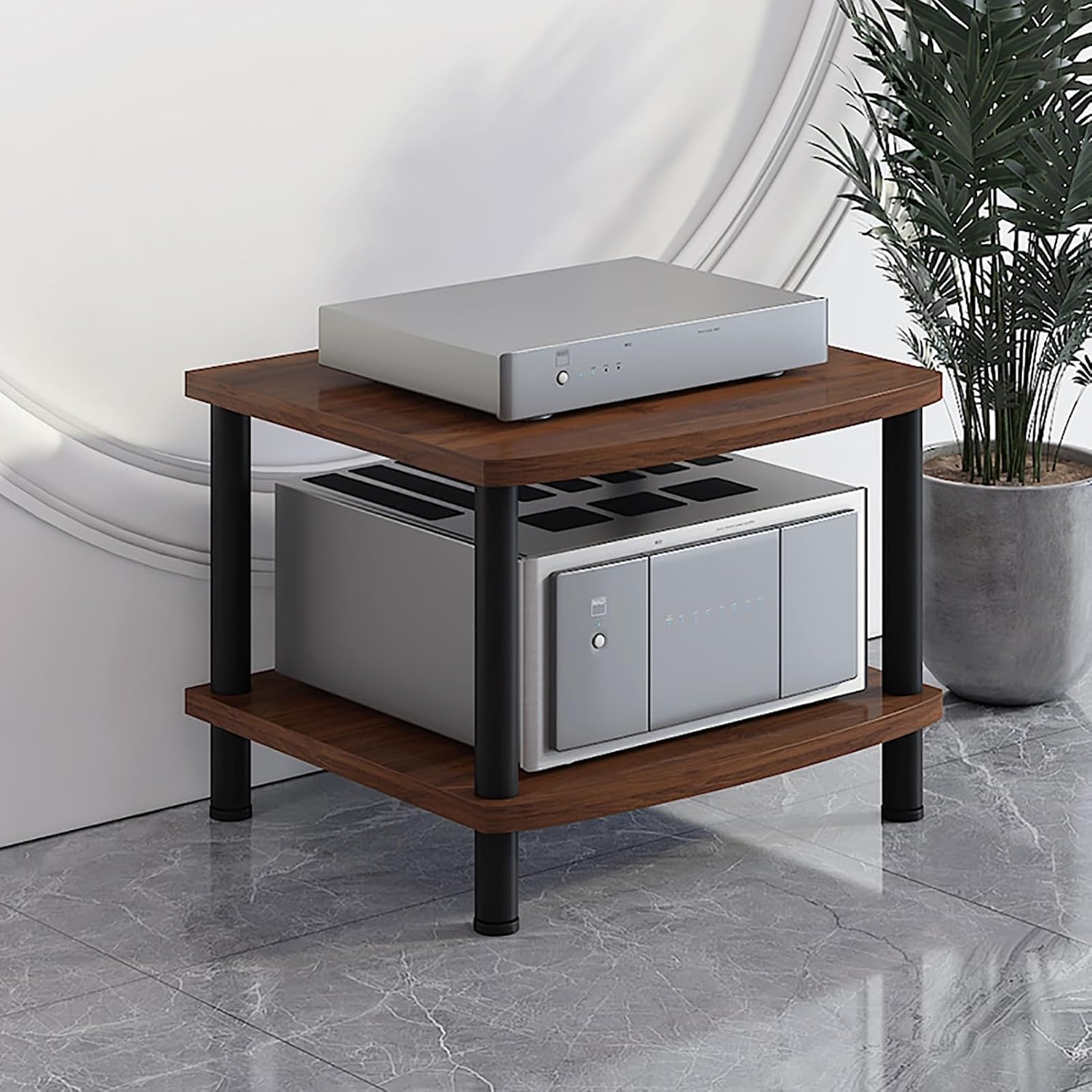 XingLi Available in 5 Colors AV Media Stand,Open Audio Rack Component Cabinet, Open Stereo Cabinet with Shock-Absorbing Feet, Power Amplifier Shelf Equipment(E)