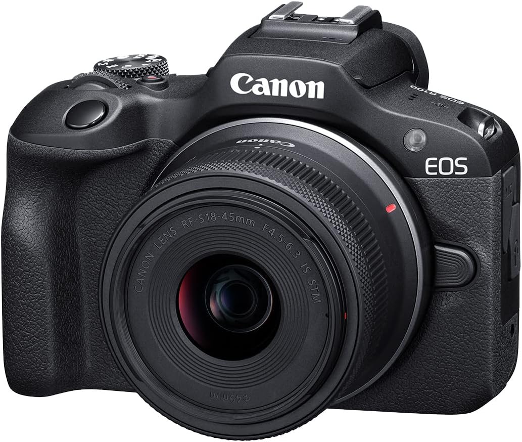 Canon EOS R100 Mirrorless Camera RF-S18-45mm F4.5-6.3 is STM Lens Kit, 24.1 Megapixel CMOS (APS-C) Sensor, 4K Video, Wi-Fi & Bluetooth, Beginner Photographers and Creators, Digital Camera, Black