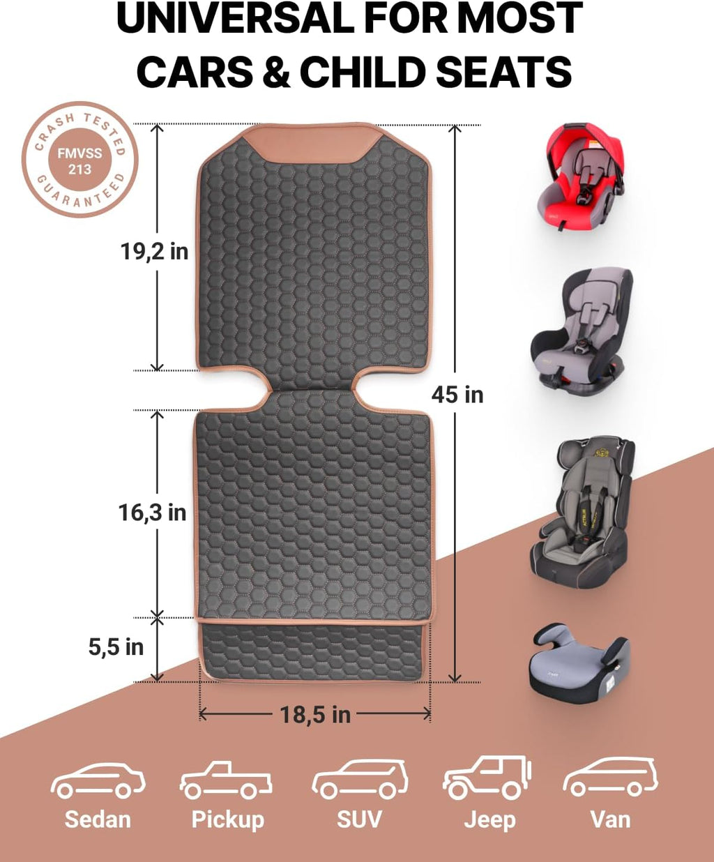 Owleys Set Seat Back Organizer & Car Seat Protector Hexy Waterproof & Non-Slip Protector for Child Car Cushion for Leather and Fabric Seats (Hexy 2pcs)