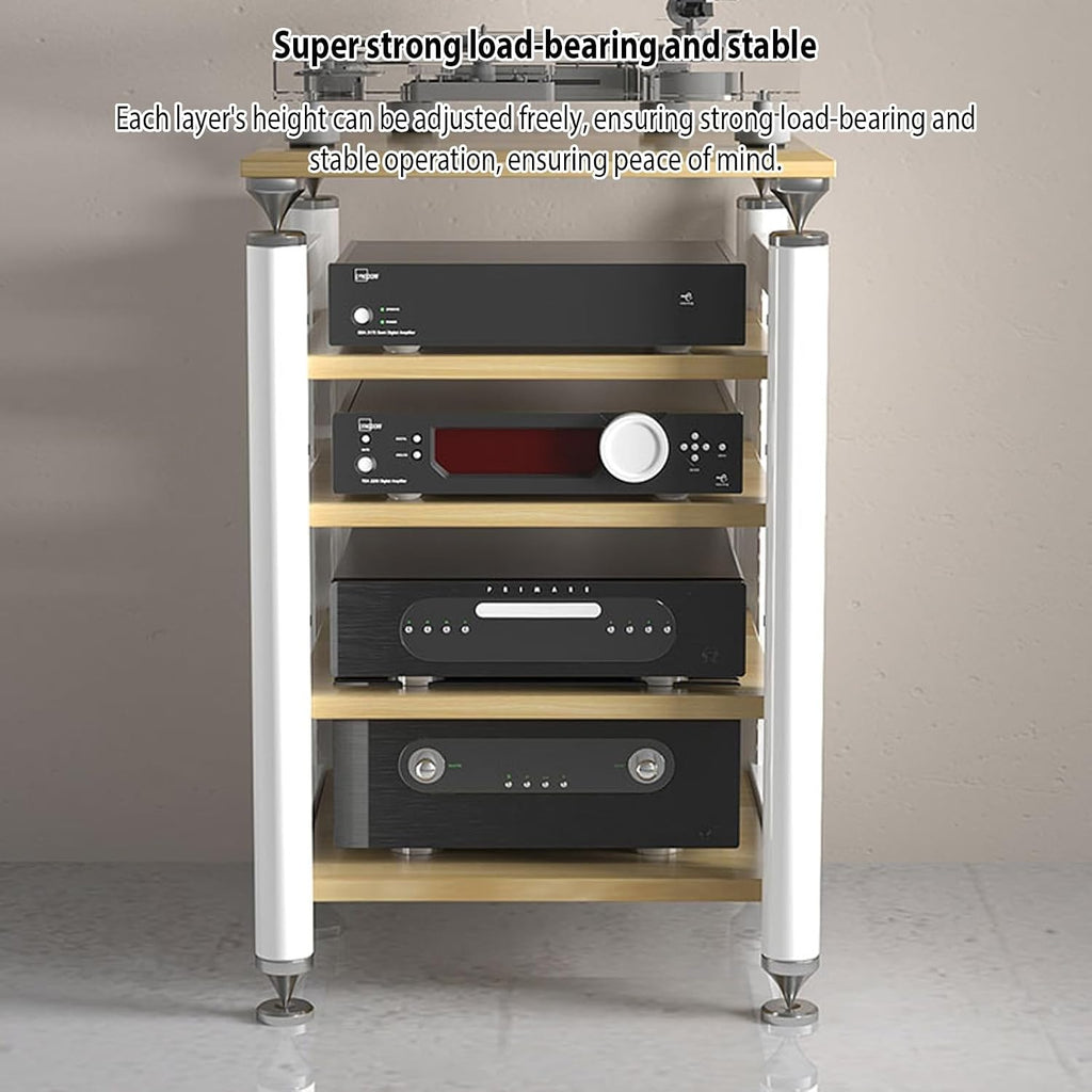 AV Media Stand,Audio Rack Stereo Cabinet,Stereo Stand with Shock-Absorbing Feet,DVD Stand Storage Tower,Record Player Console Cabinet,Audio-Video Shelving,Entertainment Stand(Black,5floor)