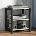 Audio Equipment Rack Cabinet, 5 4 3 2 Tier Av Component Media Stand Stereo Cabinet Audio-Video Tower with Non-Sip Foot Pad, Vertical Printer Holder(Light Coffee,64cm (25.2in) High)